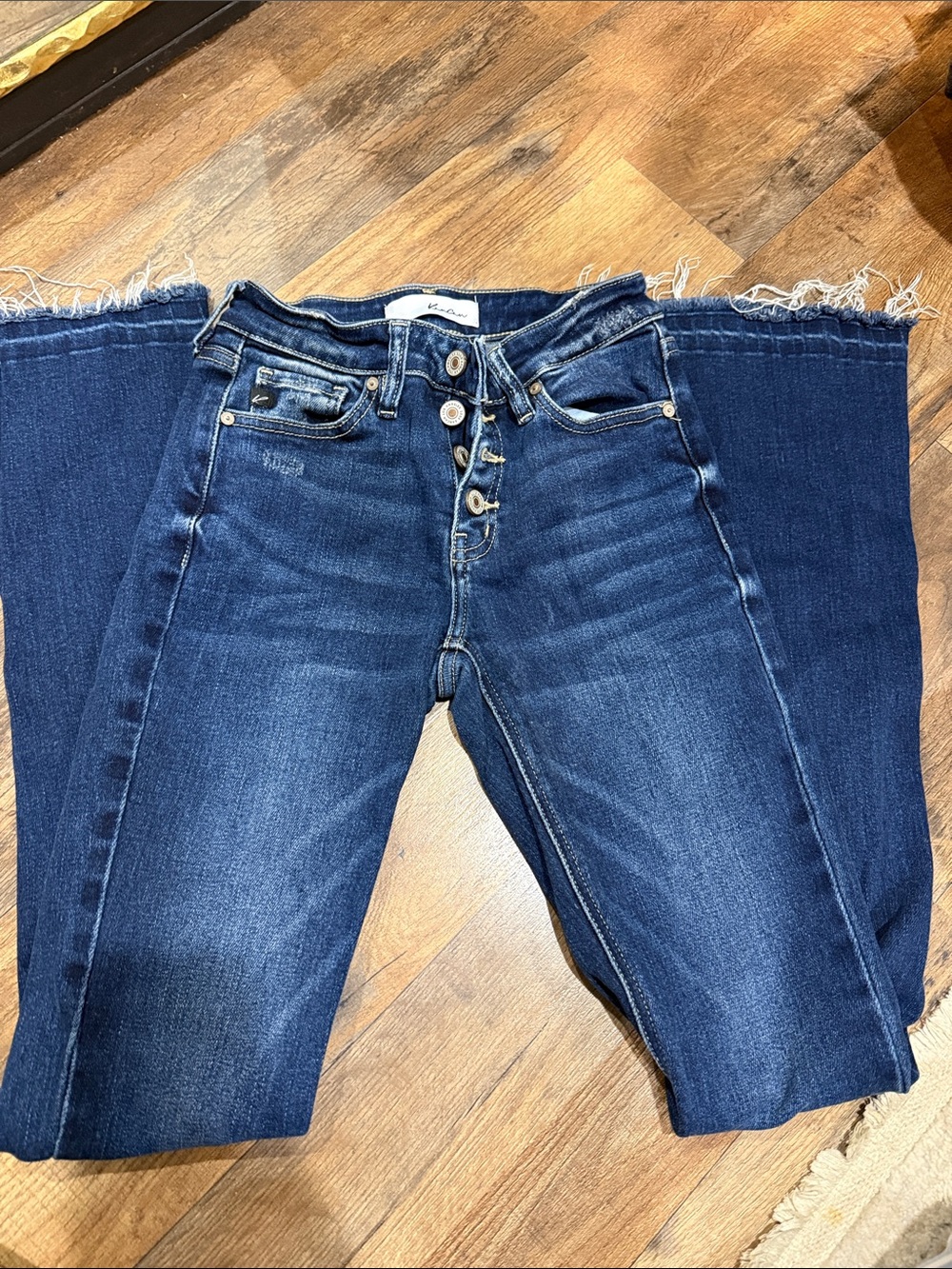 KanCan Indigo High-Rise Wide Leg Jeans with Button-Fly